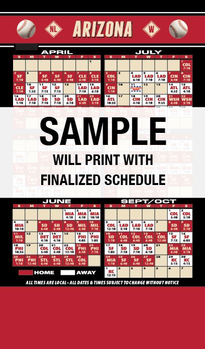 ReaMark Products: Arizona <br>Full Magnet Baseball Schedule
